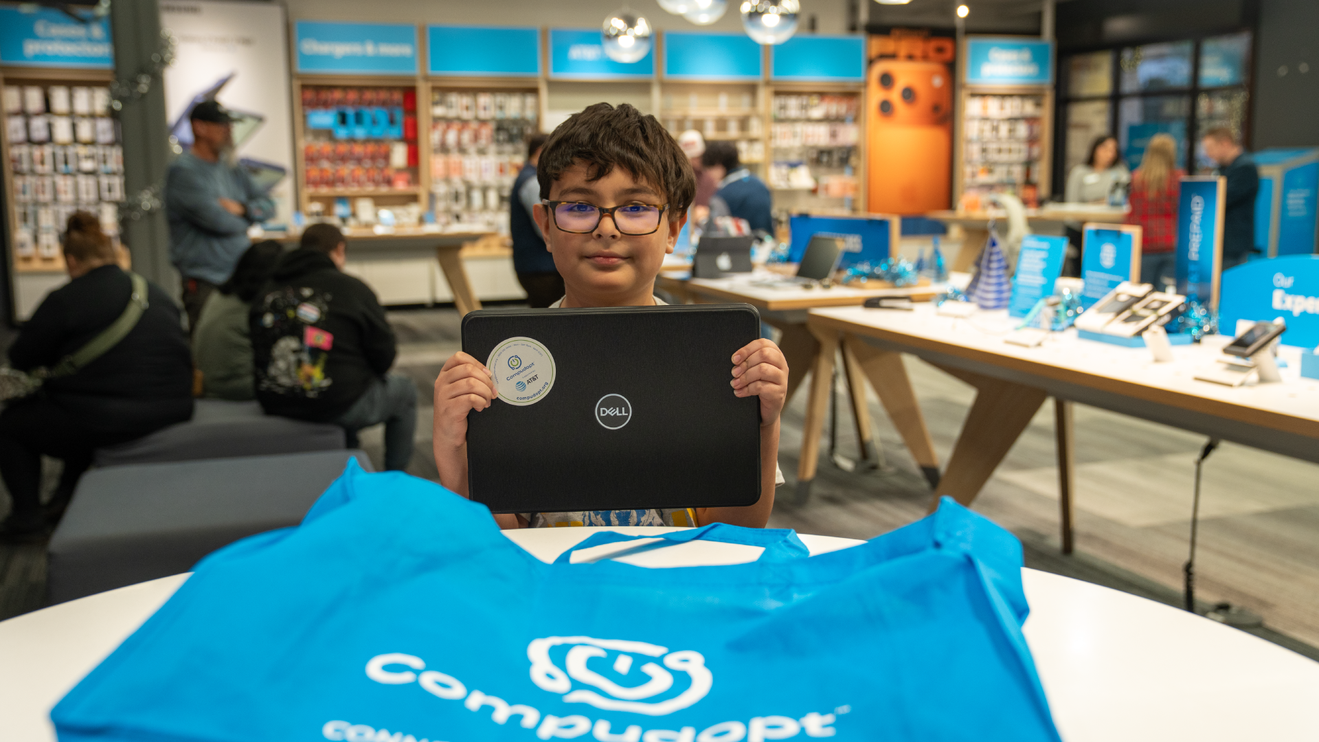 For every 10 lbs of eligible e-waste recycled, AT&T donates 1 refurbished laptop to a community member.