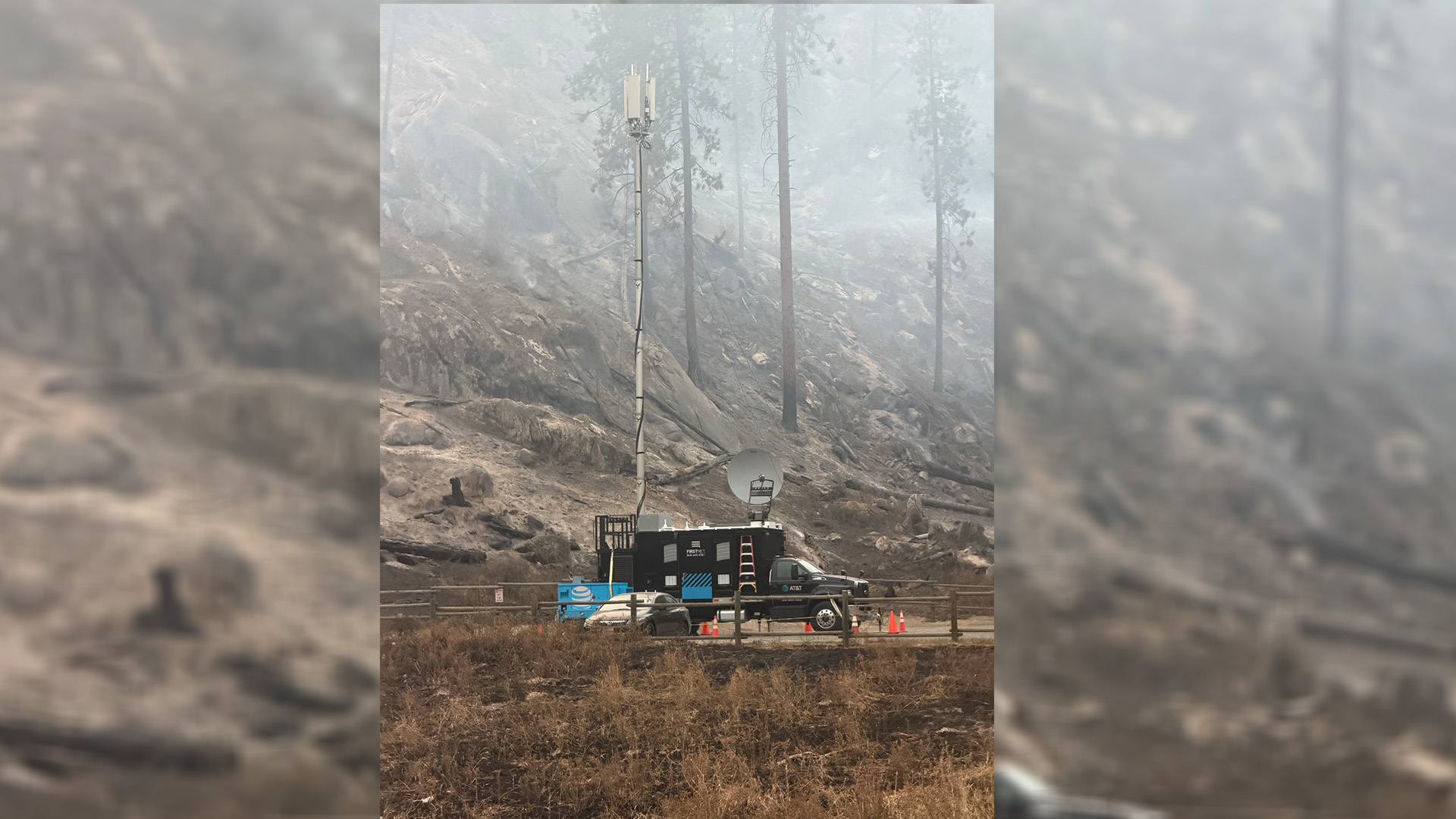 FirstNet SatCOLT deployed at the Autumn Lane Fire in Spokane County, Washington.